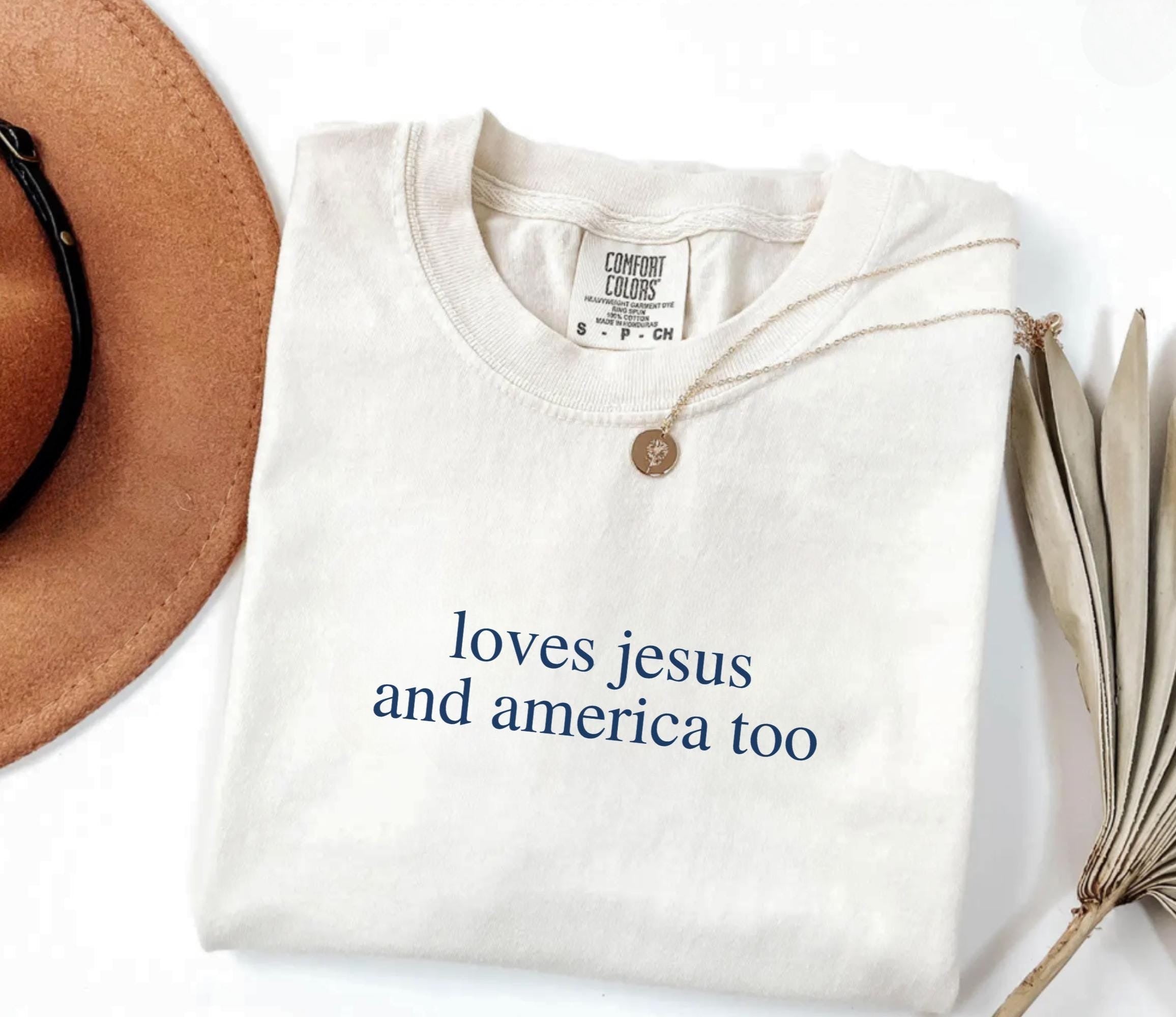 Loves Jesus And America Too Shirt, Comfort Colors 4th of July Christian Shirt, Independence Day Shirt, Fourth of July Tee, USA T-Shirt